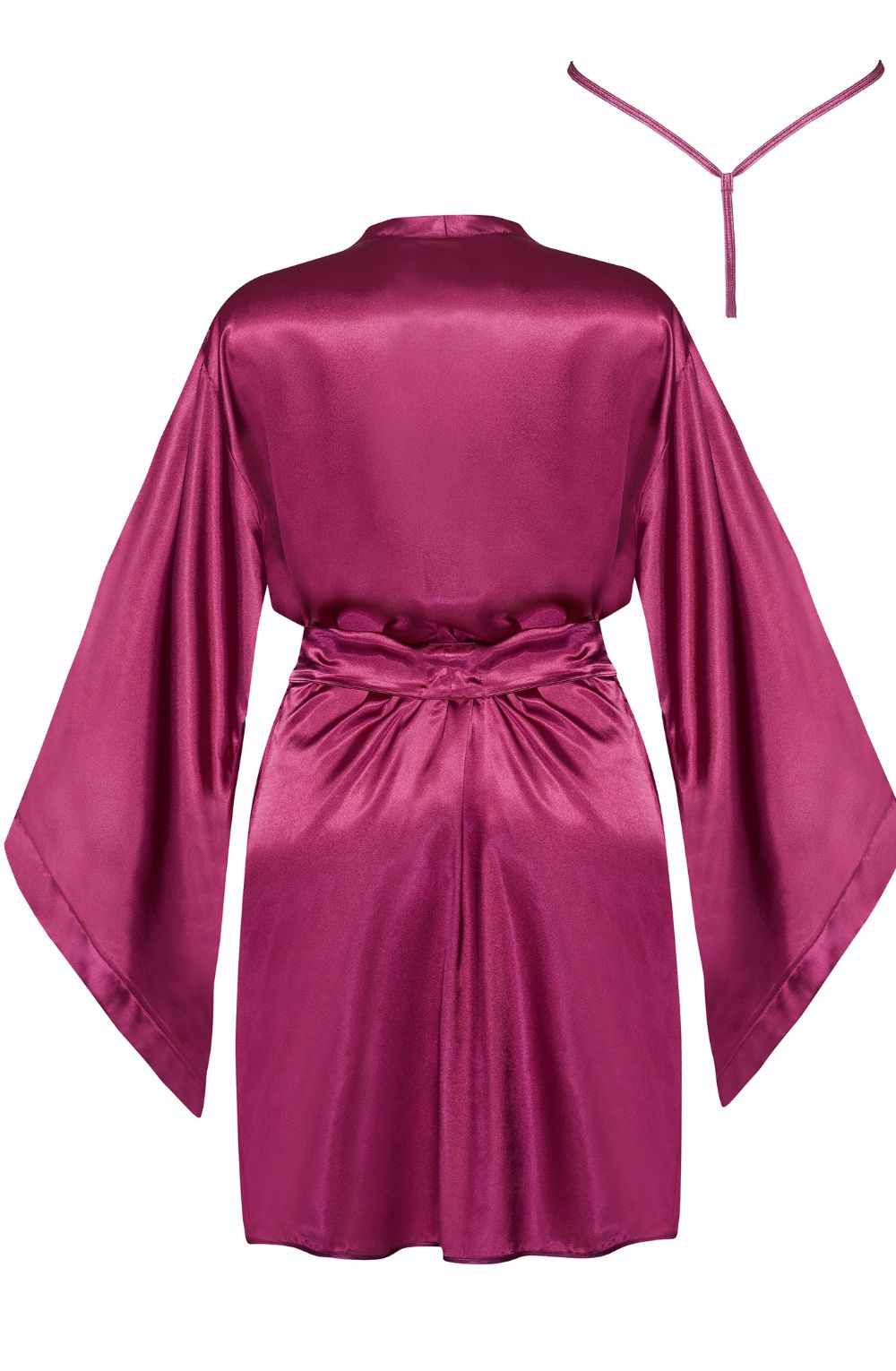 Beauty Night Samira Shiny Wide Sleeve Belted Peignoir Burgundy