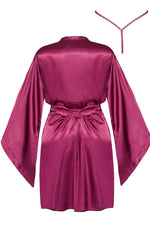 Beauty Night Samira Shiny Wide Sleeve Belted Peignoir Burgundy