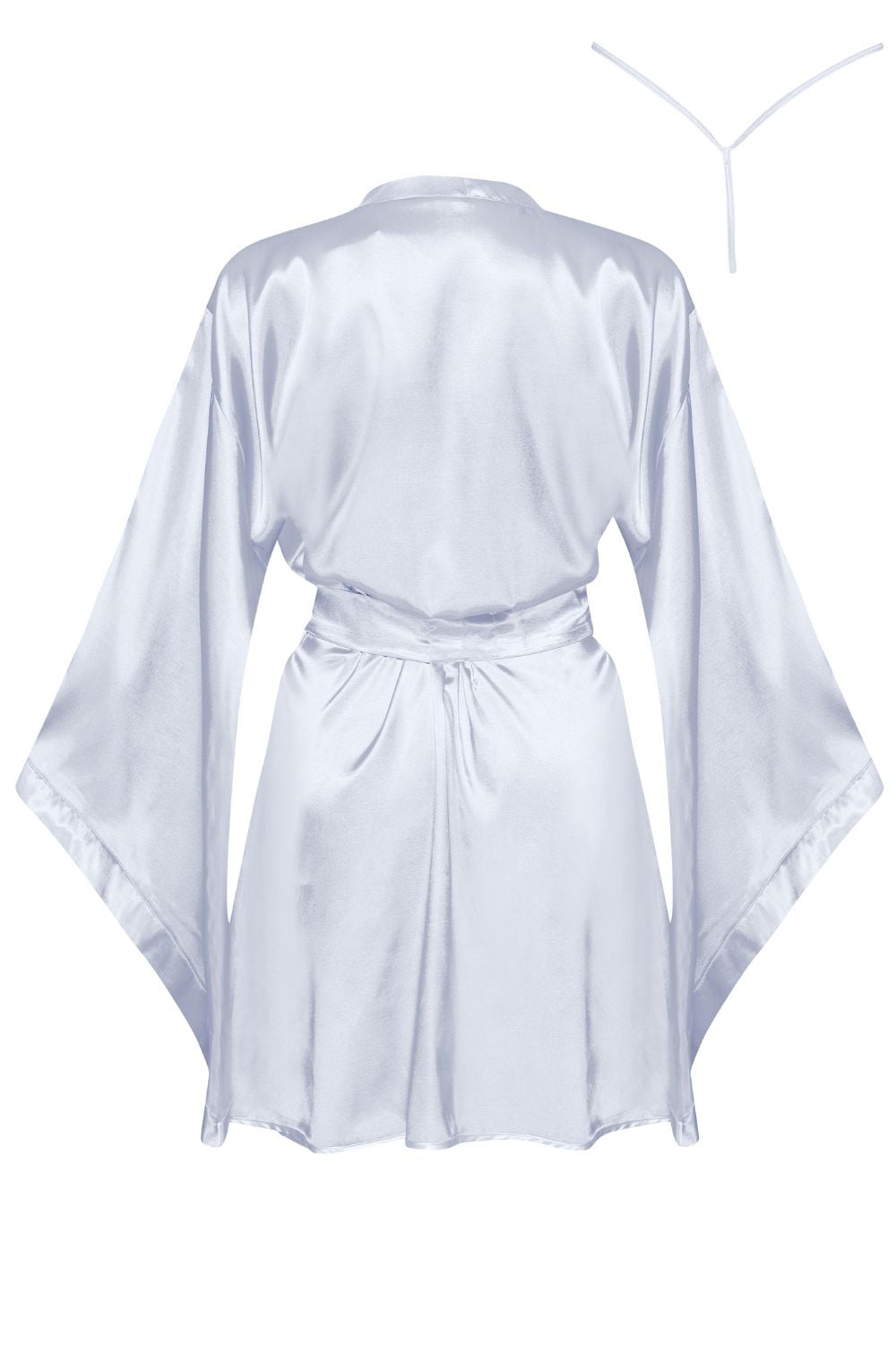 Beauty Night Samira Shiny Wide Sleeve Belted Peignoir Silver