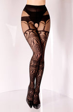 Black Secret BS122 Tiger Striped Crotchless Tights