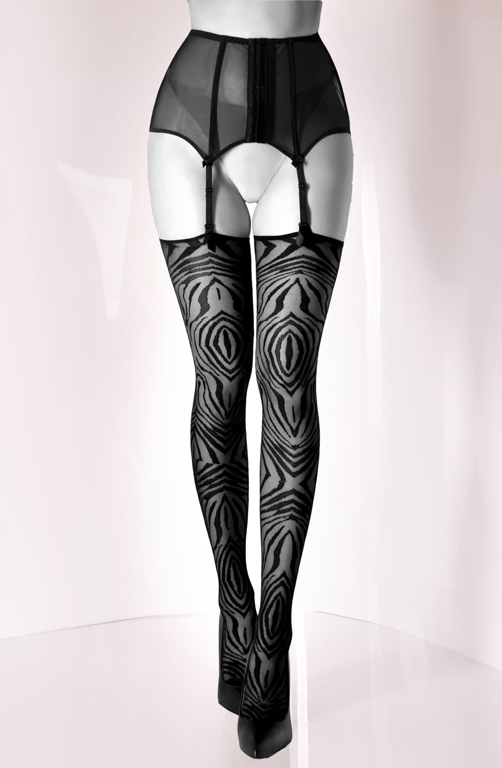 Black Secret BS126 Tribal Pattern Stockings Black