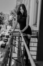 Black Secret BS101 Sailor Top Stripes Suspender Straps Crotchless Tights