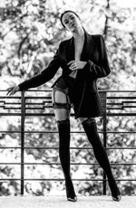 Black Secret BS102 Crotchless Tights Black & Natural