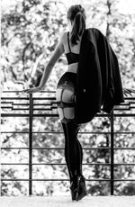 Black Secret BS102 Crotchless Tights Black & Natural