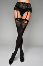 Black Secret BS148 Stockings Black & Bordeaux