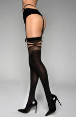Black Secret BS148 Gold Centre Front Seam Stockings Black & Gold