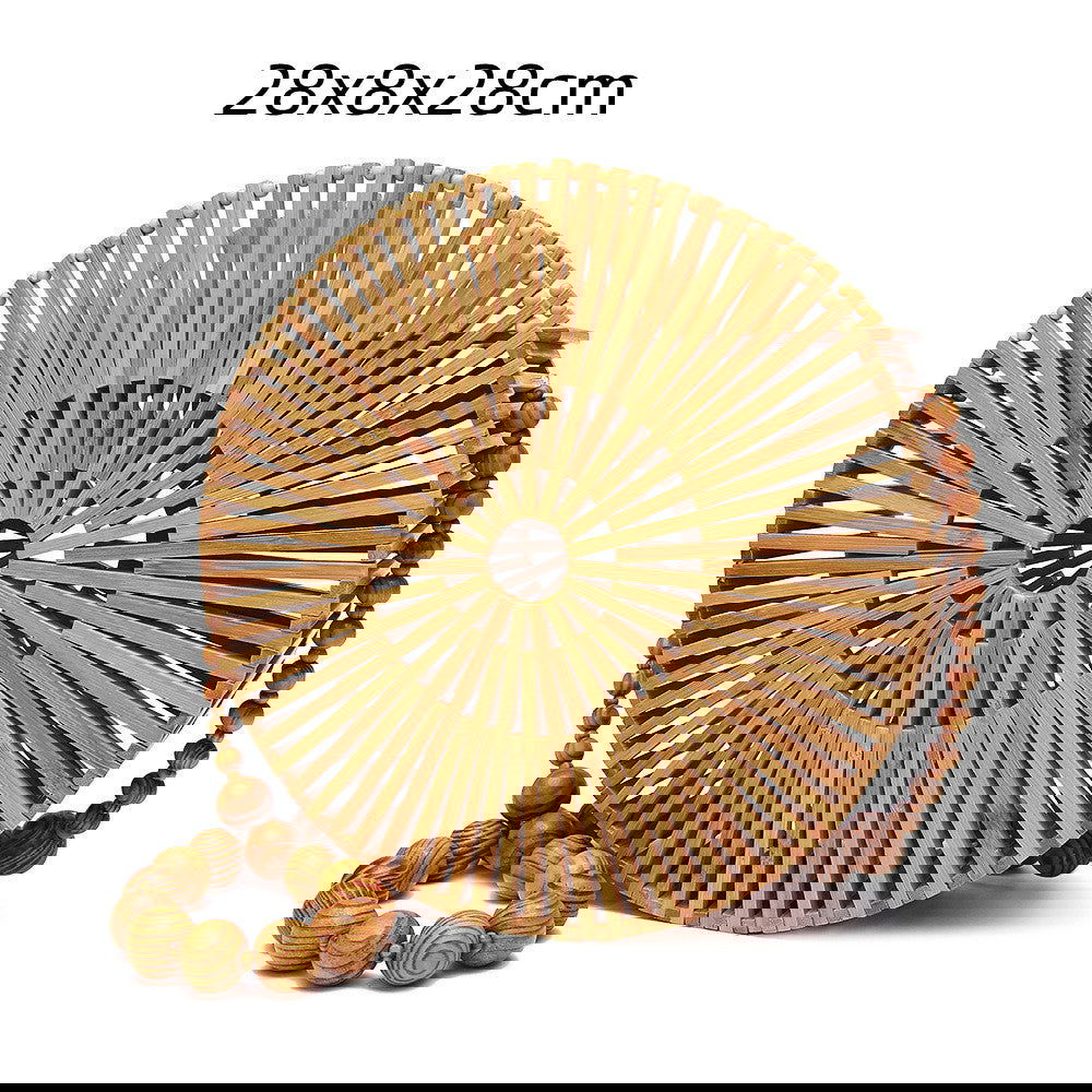 Ines Bamboo Wooden Woven Holiday Stylish Unique Bag Natural Large