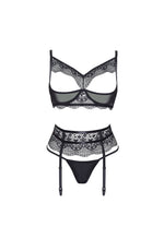Beauty Night BN6683 Chiara 3 Piece Open Bra Lingerie Set Black