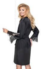 Irall Cleopatra Satin Chiffon Dressing Gown Black