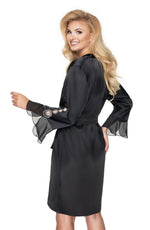 Irall Cleopatra Satin Chiffon Dressing Gown Black