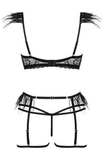 Beauty Night BN6713 Crystal 3 Piece Lingerie Set Black