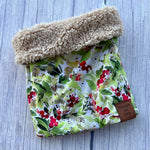 Winter Spruce & Berries Faux Sherpa Fleece Dog Snood