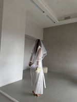 GODDESS Personalised White Satin Bridal Robe with Feather Trim