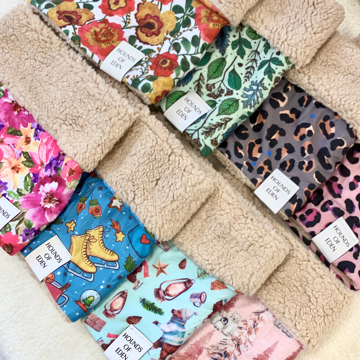 Autumn Blossom Faux Sherpa Fleece Dog Snood