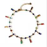 Issa Luxe 18k Gold Plated Colourful Jewelled Anklet