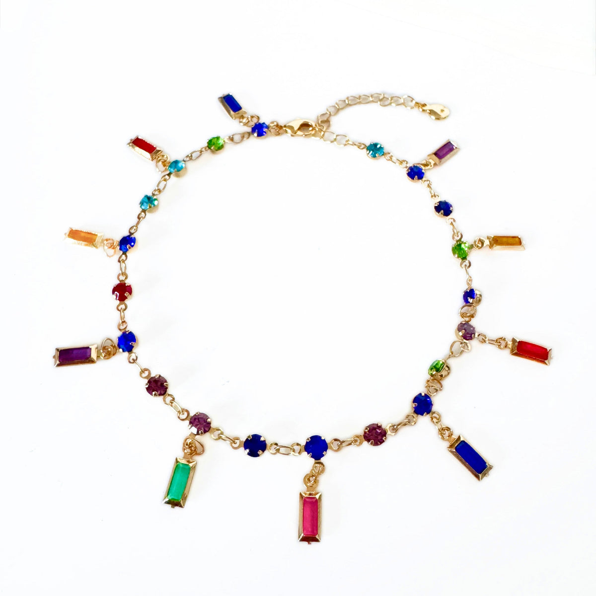 Issa Luxe 18k Gold Plated Colourful Jewelled Anklet