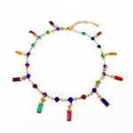 Issa Luxe 18k Gold Plated Colourful Jewelled Anklet