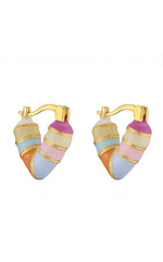 Capri Candy Stripe Enamel Mini Heart Hoop Earrings