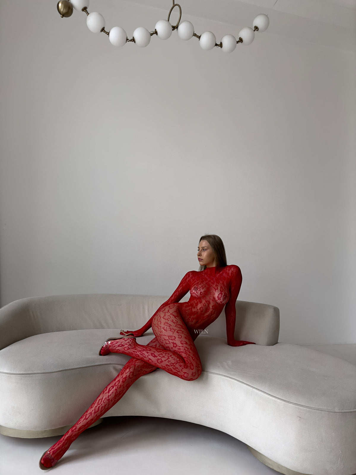 LIBIDO Red Fishnet Full One Size Bodystocking
