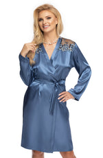 Irall Elodie Satin Dressing Gown Azure Blue