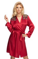 Irall Elodie Satin Dressing Gown Burgundy Red