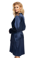 Irall Elodie Lace Satin Dressing Gown Navy