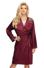 Irall Elodie Satin Dressing Gown Burgundy Red