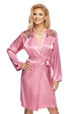 Irall Shelby Lace Satin Dressing Gown Dusty Rose