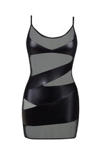 Beauty Night BN6655 Kayla Wet Look Erotic Dress Black