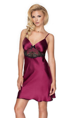 Irall Latifa Satin Lace Nightdress Plum / Black
