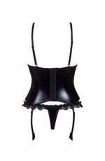 Beauty Night Lauren Lace Tulle Black Corset & Thong Set