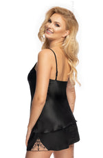 Irall Mallory Satin Shorts Top Nightwear Set Black
