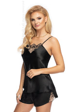 Irall Mallory Satin Shorts Top Nightwear Set Black