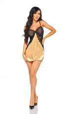 Beauty Night Marinela Chemise and Thong Set Black and Gold