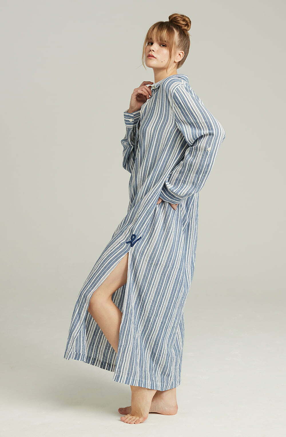 Nudea The Maxi Shirt French Navy Stripe Long Nightshirt