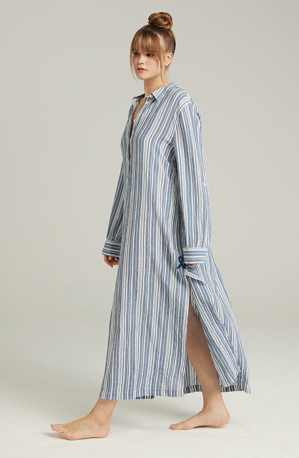 Nudea The Maxi Shirt French Navy Stripe Long Nightshirt