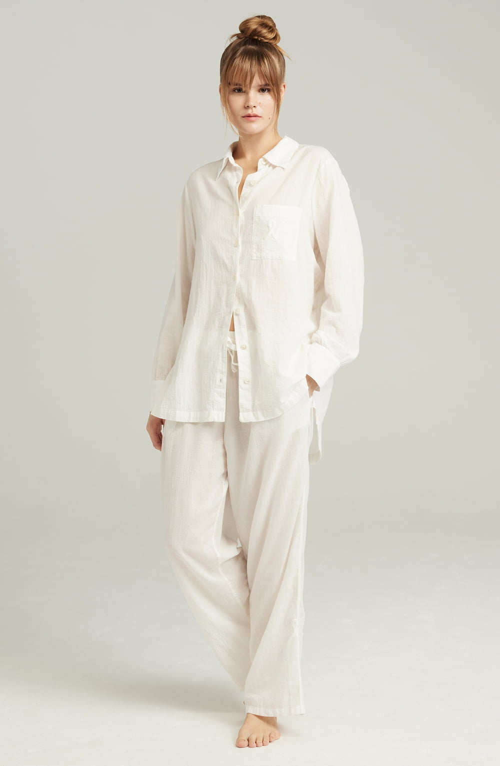 Nudea The Midi Shirt Organic Cotton White Pyjama Shirt