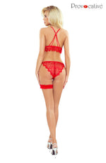 Provocative Petite Desire Lace Frill 2 Piece Lingerie Set Red