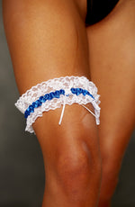 Shirley of Hollywood Royal Blue White Lace Garter One Size