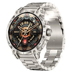 Military Grade Smartwatch 760mAh With Flashlight Silver Steel