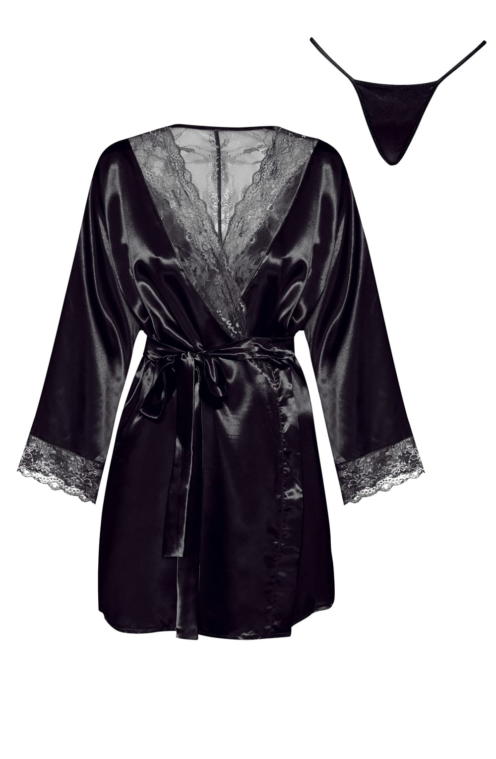 Beauty Night Sherie Peignoir Satin Robe Black