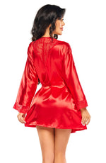 Beauty Night Sherie Peignoir Satin Robe and Thong Set Red