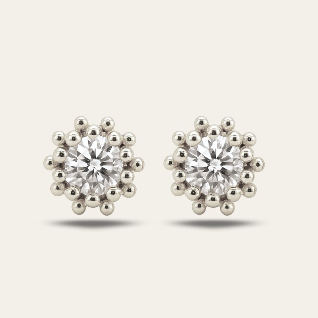 Dainty London Silver White Topaz Seren Studs
