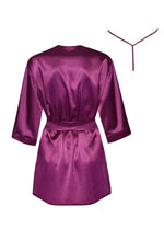 Beauty Night Summer Satin Lace Shoulder Accent Wide Sleeve Peignoir Burgundy