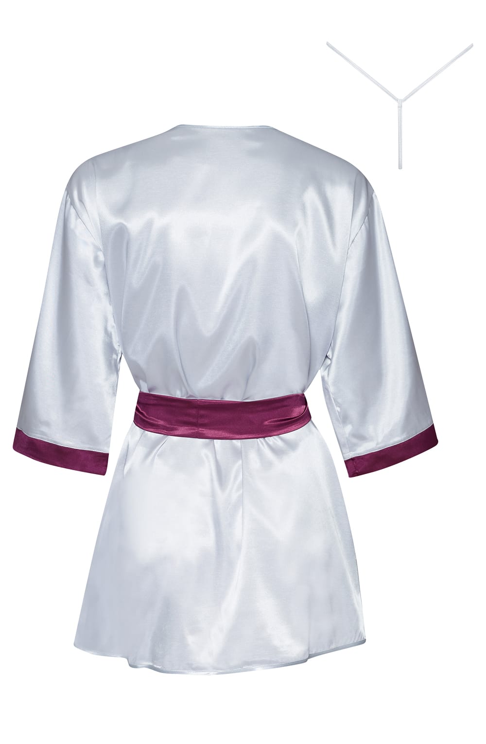 Beauty Night Summer Satin Lace Shoulder Accent Wide Sleeve Peignoir Burgundy