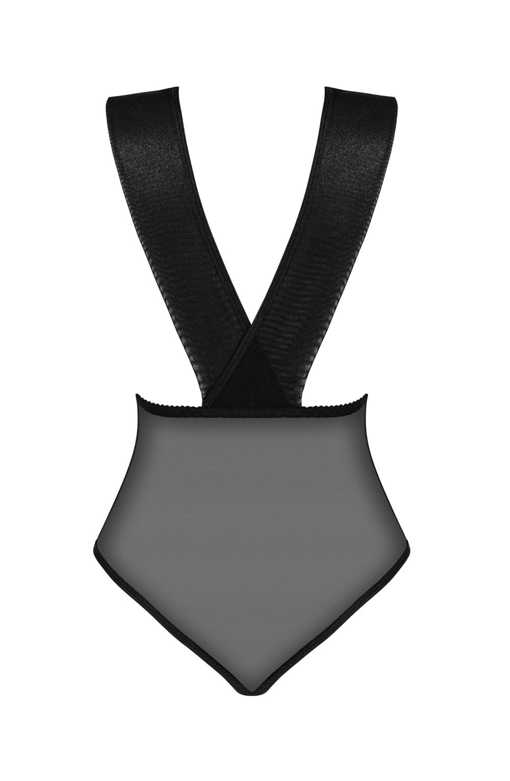 Beauty Night Veronica Sultry Lace Shimmering Tulle Deep Neckline Cross-Back Teddy Black