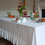 Mistral Drape Ruffled Linen Tablecloth: Voile White