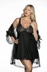 Shirley of Hollywood Plus Size Black 3 Piece Babydoll
