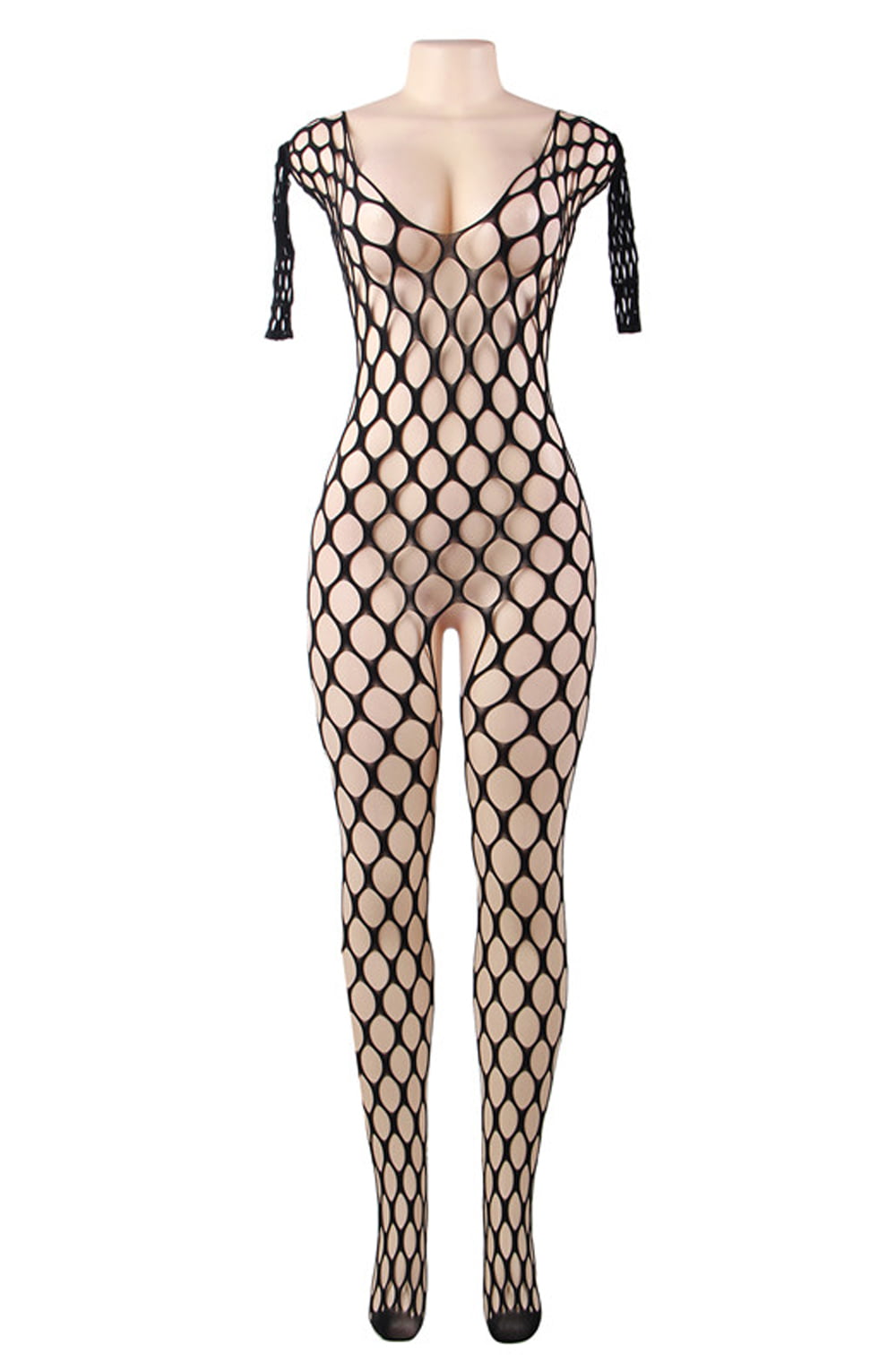 YesX Holey Bodystocking Black One Size