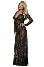 YesX Long Gown & Thong Black